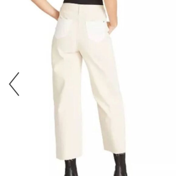 Vigoss Two Tone Jett Straight Cropped Wide Leg Raw Hem Jeans Size 29 NWT - Picture 3 of 10